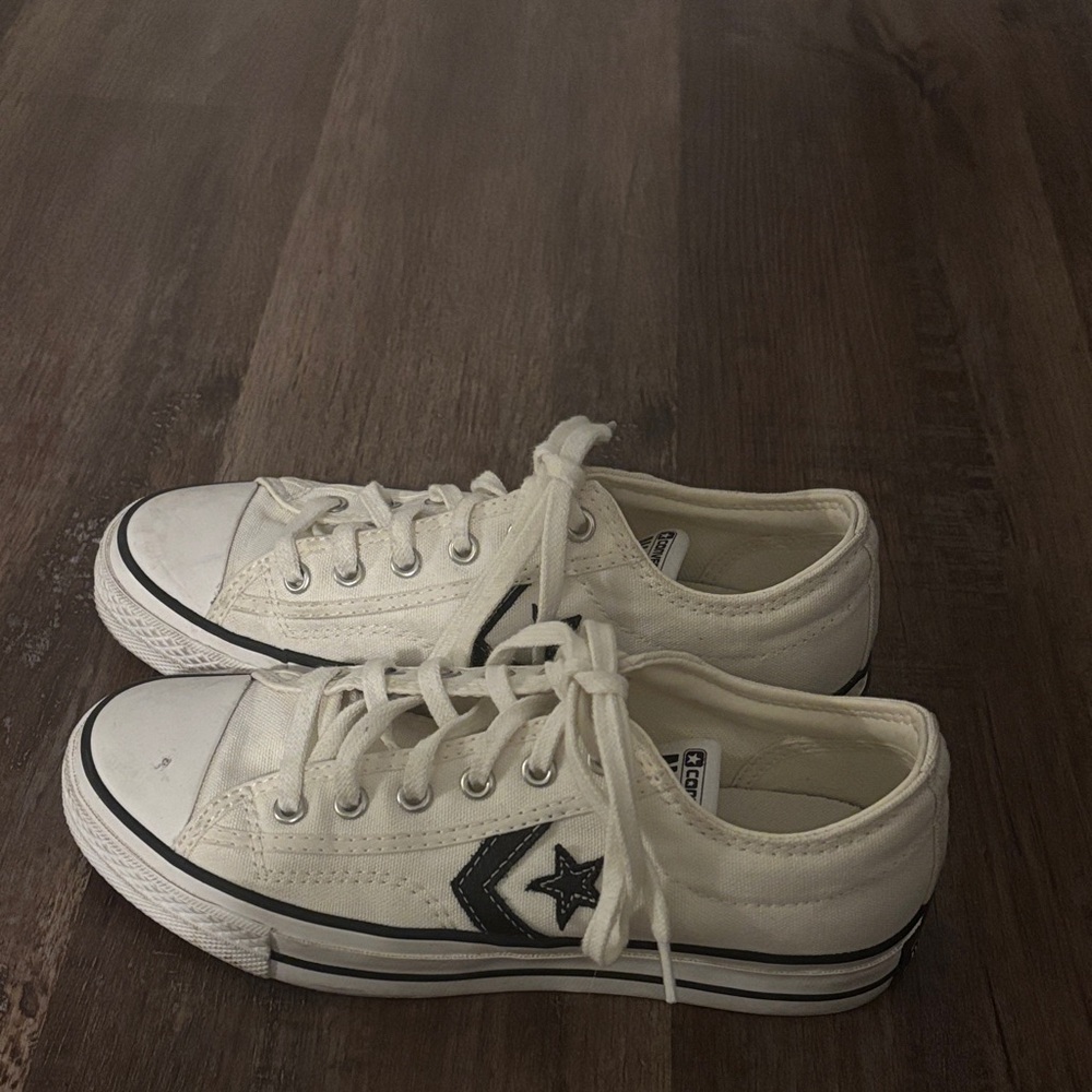 Converse White Canvas Sneakers with Black Accents